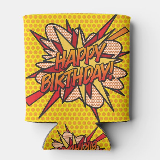 GELUKKIGE VERJAARDAG Leuk Modern Blikjeskoeler (Achterkant)