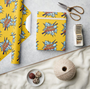 GELUKKIGE VERJAARDAG Leuk Retro Stripboek Cadeaupapier