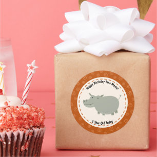 Gelukkige Verjaardag Leuke HIppo Hippopotamus Zoo  Ronde Sticker