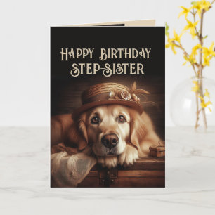 Gelukkige verjaardag leuke hond stiefzus kaart