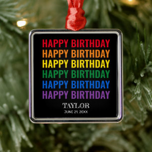 Gelukkige Verjaardag LGBT Pride LGBTQ Transgender Metalen Ornament