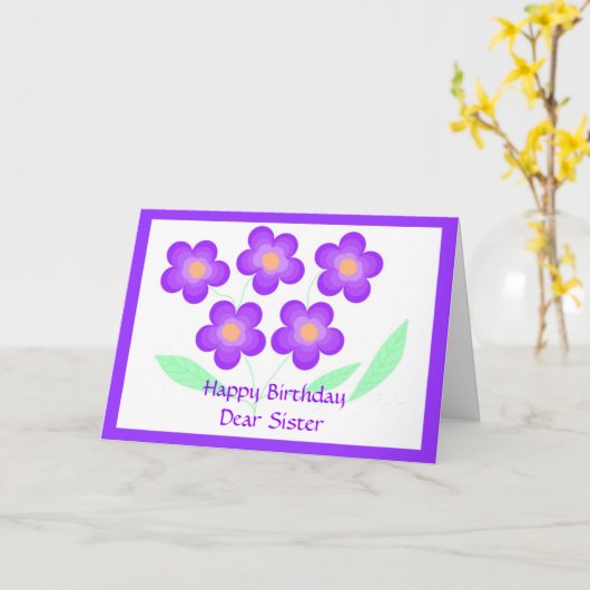 Gelukkige verjaardag lieve zus kaart (Gele Bloem)