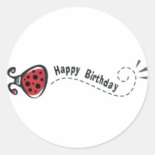 Gelukkige verjaardag lieveheersbeestje ronde sticker