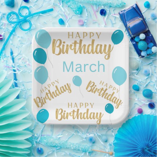 Gelukkige verjaardag Maart verjaardagen Papier Bor Papieren Bordje (Feest)