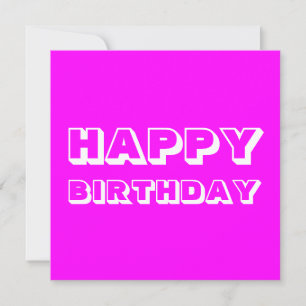 Gelukkige Verjaardag, magenta roze wit modern vet Kaart