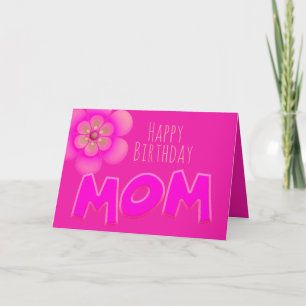 Gelukkige Verjaardag Mama in Leuke, Heldere Roze T Kaart