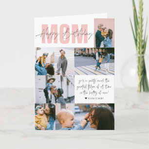 Gelukkige verjaardag mama   Moderne 7 fotocollage Kaart
