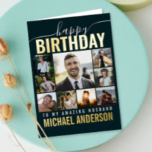 Gelukkige verjaardag man | Vrouw Collage Foto Goud