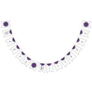 Gelukkige verjaardag Mandala in purples Vlaggetjes