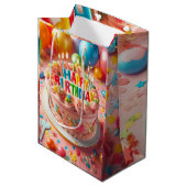 gelukkige verjaardag medium cadeauzakje (Voorkant Gekanteld)