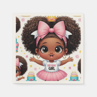 Gelukkige Verjaardag Meisje Chibi Napkins Servet