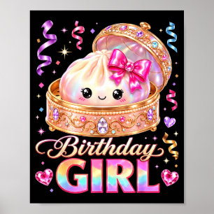 Gelukkige verjaardag meisje kawaii dumpling anime poster