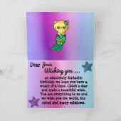 Gelukkige Verjaardag Meisje Zeemeermin Schattigee Kaart (Binnen)