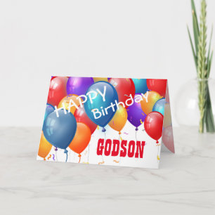 Gelukkige Verjaardag met Ballonnen Godson Kaart