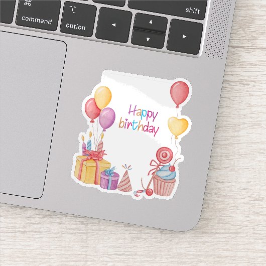 Gelukkige verjaardag met ballonnen sticker (Detail)