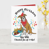 Gelukkige Verjaardag met Boxer in Red Bandana Kaart (Gele Bloem)