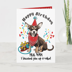 Gelukkige Verjaardag met Chihuahua Hond in Red Ban Kaart