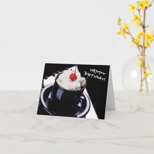 Gelukkige Verjaardag met een Cherry op Top Kaart (Gele Bloem)
