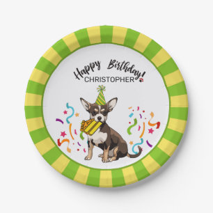 Gelukkige verjaardag met je Chihuahia Dog Party Papieren Bordje
