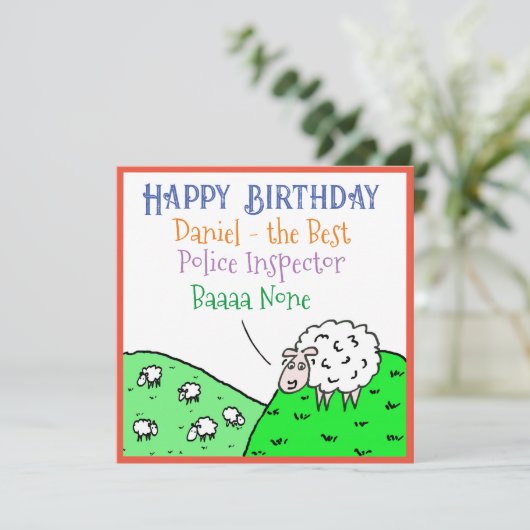 Gelukkige Verjaardag met Leuke Schaap Ontwerp Illu Kaart (Staand voorkant)