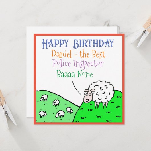 Gelukkige Verjaardag met Leuke Schaap Ontwerp Illu Kaart (Voorkant / Achterkant in situ)