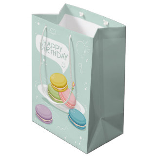 Gelukkige verjaardag met macaron medium cadeauzakje