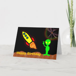 Gelukkige Verjaardag met Martiaanse Alien voor Boy Kaart