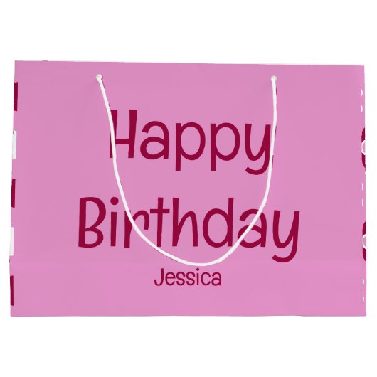 Gelukkige Verjaardag met Naam Roze Bloemen Bloemen Groot Cadeauzakje (Achterkant)