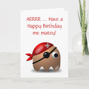 Gelukkige Verjaardag met piraat en ooglapje Kaart