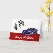 Gelukkige Verjaardag met racewagen Kaart (Gele Bloem)