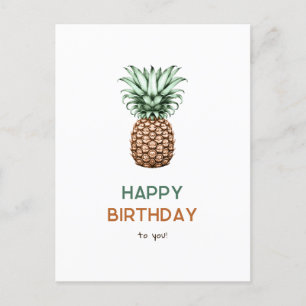 Gelukkige verjaardag met  retro ananas briefkaart
