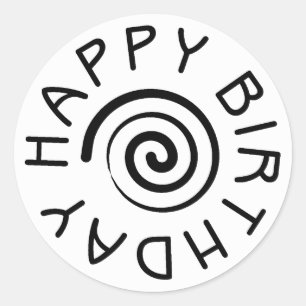 Gelukkige Verjaardag met spiraal Ronde Sticker