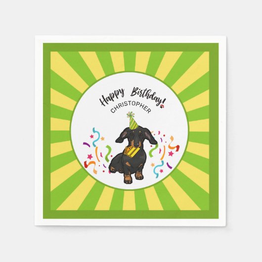 Gelukkige Verjaardag met Uw Teckel Hond Buddy Part Servet (Voorkant)