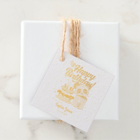 Gelukkige Verjaardag, Mijn Baby - Douanefoto/Naam/ Bedankjes Labels (Met doos)