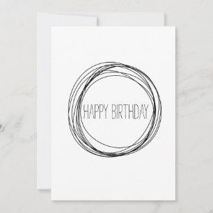 Gelukkige Verjaardag Minimalistische Zwart en Wit Kaart