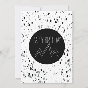 Gelukkige Verjaardag Minimalistische Zwarte en Wit Kaart