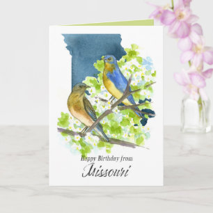 Gelukkige verjaardag Missouri Blauwe Vogels Meidoo Kaart