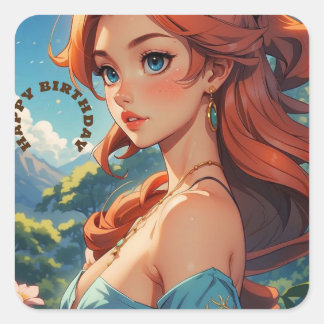 Gelukkige Verjaardag Modern Eenvoudig Vierkante Sticker