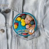 Gelukkige Verjaardag Moderne Eenvoudige Stripcue B Ronde Button 4,0 Cm (In situ)