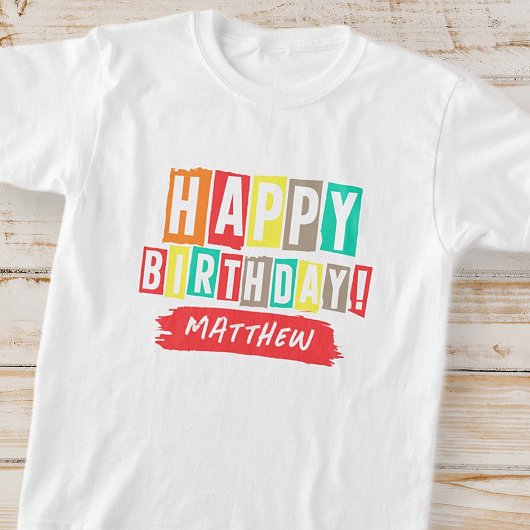 Gelukkige Verjaardag Moderne Speelse Leuke Eenvoud T-shirt