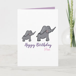 Gelukkige verjaardag moeder schattige olifant moed kaart