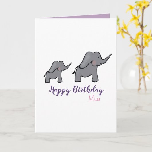 Gelukkige verjaardag moeder schattige olifant moed kaart (Gele Bloem)
