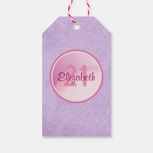 Gelukkige Verjaardag Monogram met Naam en Leeftijd Cadeaulabel (Achterkant)