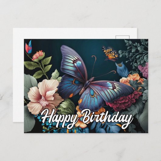 Gelukkige Verjaardag Mooi Vlinderontwerp Feestdagenkaart (Voorkant / Achterkant)