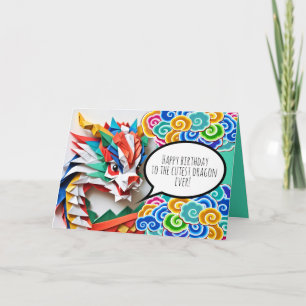 Gelukkige Verjaardag Mooie Draak Origami Sterrenbe Feestdagen Kaart