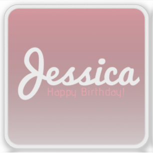 Gelukkige verjaardag,  naam   Roos Pink Sticker