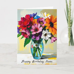 Gelukkige verjaardag Nana Floral Kaart