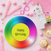 Gelukkige Verjaardag Neon Rainbow Vortex Papieren Bordje (Feest)
