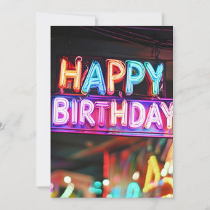 Gelukkige Verjaardag Neon Sign Letters Banner Verj Kaart