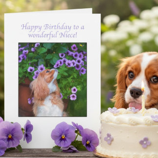 Gelukkige verjaardag nicht Cavalier King Charles S Kaart